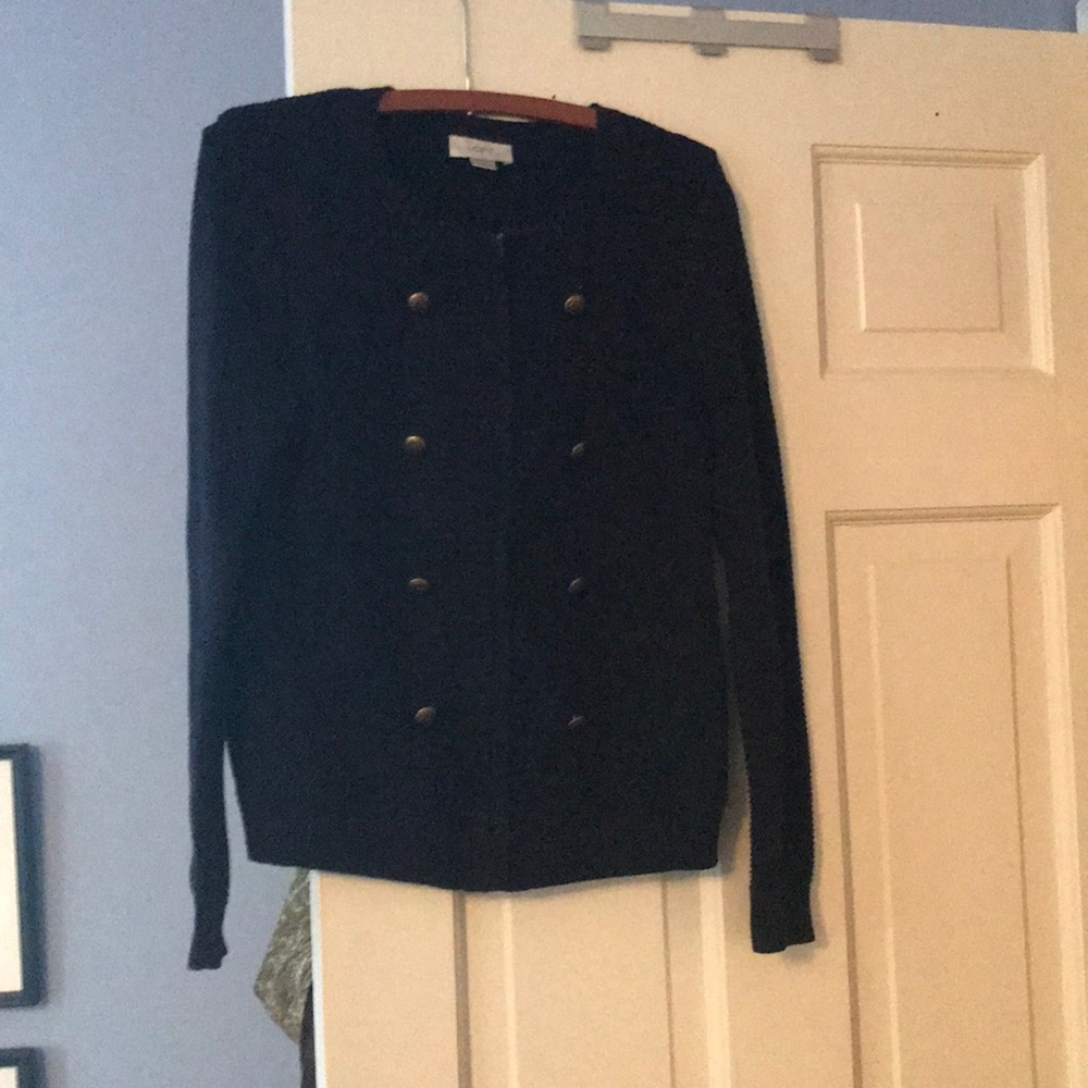Navy blue nautical zip front Loft sweater